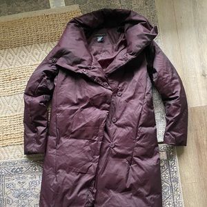 Burgundy winter puffer coat